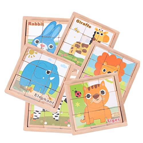 COSMEVIVI 1 Satz sechsseitige Malbausteine Kindergarten Sortierrätsel Puzzle-Montessori-Spielzeug Kinder-Tangram Kinder Puzzle rätselbuch Kinder tierpuzzle Holzpuzzle für Kinder Puzzle-Block von COSMEVIVI