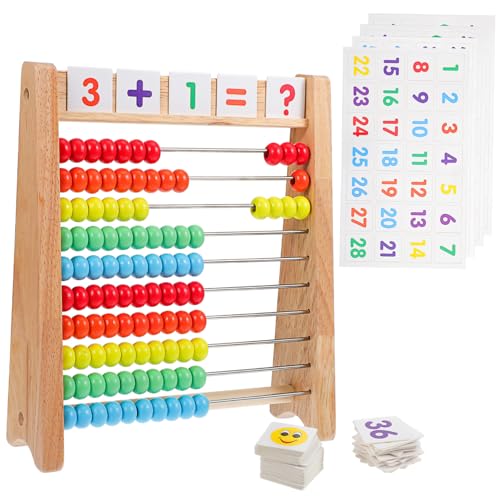 COSMEVIVI 1 Set Abakus Für Kinder Mathematikspielzeug Mit Zählperlen Holzrahmen Und Zahlenkarten Vorschul Mathelehrmittel Für Spielerisches Lernen Und Zählen von COSMEVIVI