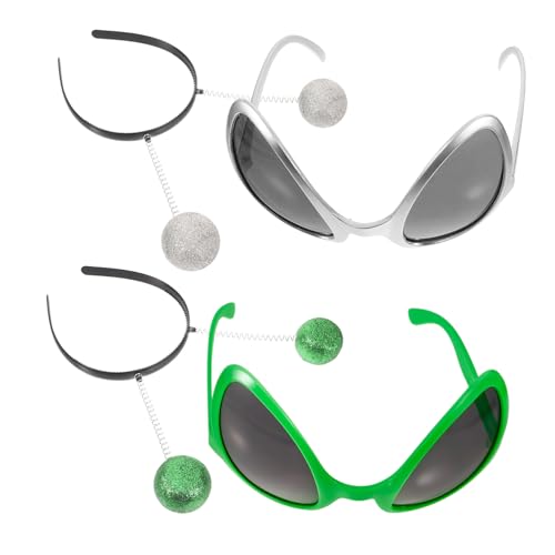 COSMEVIVI 1 Set Alien Stirnband, Party Stirnband, Alien Kostümzubehör, Alien Brille, Alien Haarreifen, Party Kostümzubehör, Party Haar Accessoires, Neuartige Brille, Lustige Brille von COSMEVIVI