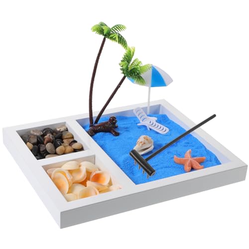 COSMEVIVI 1 Set Japanischer Beach Desktop Landschaftsbau Sand Tisch Mikro Landschaft Home Dekoration Sand Tisch Ornament Zen Garten Kit Schreibtisch Sandbox Ornament Desk Schmücken Sandbox von COSMEVIVI