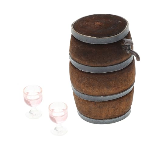 COSMEVIVI 1 Set Micro Landschaft Dekoration Puppenhaus Dekore Mini Bier Fässer Exquisite Miniatur Holz Barrel Set Für Puppenhaus Dekoration von COSMEVIVI