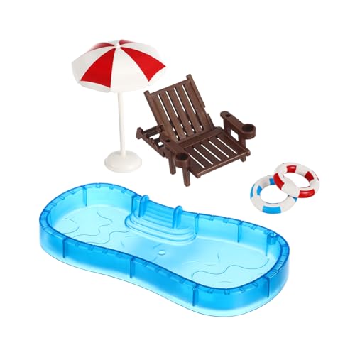 COSMEVIVI 1 Set Mini Möbelmodell Mit Mini Schwimmring Und Mini Schwimmbecken Zubehör Für Puppenhaus Ideal Für Kreative Spielwelten Und Miniatur Szenarien von COSMEVIVI