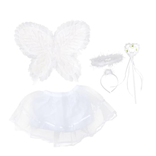 COSMEVIVI 1 Set Schmetterlingsflügel Set Kinderkleidung Mädchen Outfits Mädchenkleider Formelle Kleidung Feenkostüme Kinder Feenflügel Mädchen Feenkleid Feenflügel Cosplay Weiß von COSMEVIVI