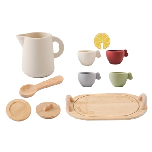 COSMEVIVI 1 Set Teetasse Spielzeug Spielzeughaus Ornamente Kleines Spielzeug Miniatur Teegeschirr Spielhaus Spielzeug Miniaturmöbel Holz Teegeschirr Für Kleinkinder Teezeit von COSMEVIVI