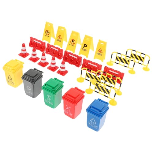 COSMEVIVI 1 Set Transportspielzeugmodell, Miniatur Verkehrskegel, Straßenverkehr, Kinder, Verkehrsstütze, Barrikaden, Schildermodell, Verkehrszeichenmodelle, Kognitives Spielzeug Für von COSMEVIVI