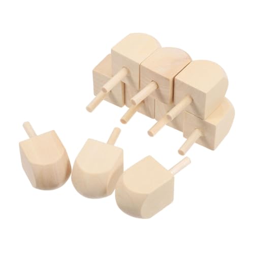 COSMEVIVI 10St hölzerner Kreisel kinderspielzeug interaktives Dreidel DIY Holzspielzeug Set DIY Dreidel Kreisel selber Machen Kreisel Lotusbaum Khaki von COSMEVIVI