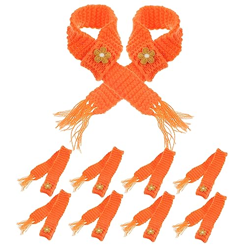 COSMEVIVI 10st Kawaii Puppenschal Mini-hauspuppenschal Mini-weinflaschen Für Gefälligkeiten Haustiermütze Schal Gestrickte Puppenkleidung Mini-Halstuch Mini-strickschal Orange Baumwolle von COSMEVIVI