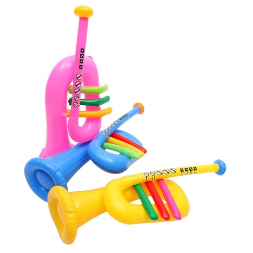 COSMEVIVI 12 STK Aufblasbares Musikinstrument Trompeten aufblasbare Party-Requisiten Musical Toy Instruments Party Spielzeug für Kinder Kinderzubehör Aufblasbares Instrumentenspielzeug PVC von COSMEVIVI