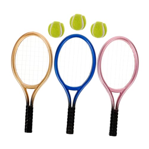 COSMEVIVI 12 Sätze Mini-tennisschläger Für Die Herstellung Von Sportschmuck Dekor Tennisschläger Für Puppenhaus Mini-Sachen Sport-Flatback-Charms Badminton Schläger Stütze Plastik von COSMEVIVI