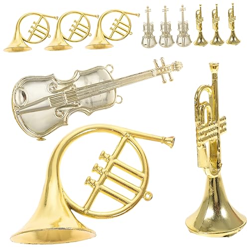 COSMEVIVI 12St Musikinstrumentenmodell Weihnachts-Mini-Baum Goldschmuck für Musikinstrumente Weihnachts Party weihnachtsbaumdeko Miniaturgeigen weihnachtsdekoration drinnen Plastik Golden von COSMEVIVI