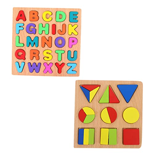 COSMEVIVI 2 Sätze Puzzle Kleinkindspielzeug für Mädchen Buchstabenlernspielzeug laubsägen für Kinder rätsel für Kinder Toys for Formensortierspielzeug Bildungsspielzeug hölzern Colorful von COSMEVIVI