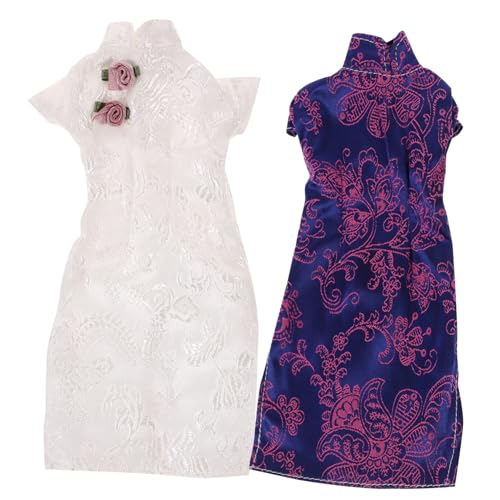 COSMEVIVI 2 Stück Cheongsam Puppenzubehör Puppenbekleidung Zubehör Für Mädchen Outfits Mädchen Minikleid Kompaktes Puppenkostüm Puppen Cheongsam Für Mädchen Puppenkostüm von COSMEVIVI