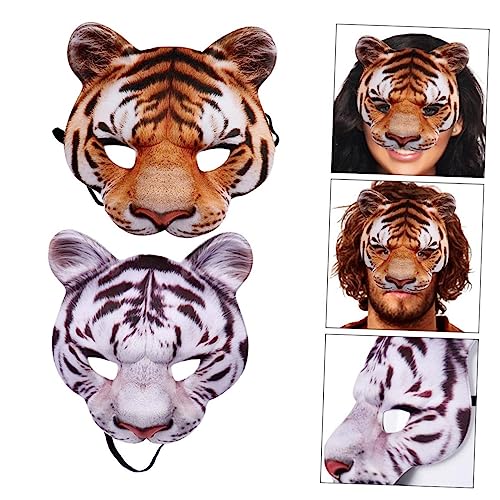 COSMEVIVI Tiger Maske Kostüme Für Karneval 1 Set 2 Stück Halloween Party Zubehör Weiß Gelb Größe von COSMEVIVI