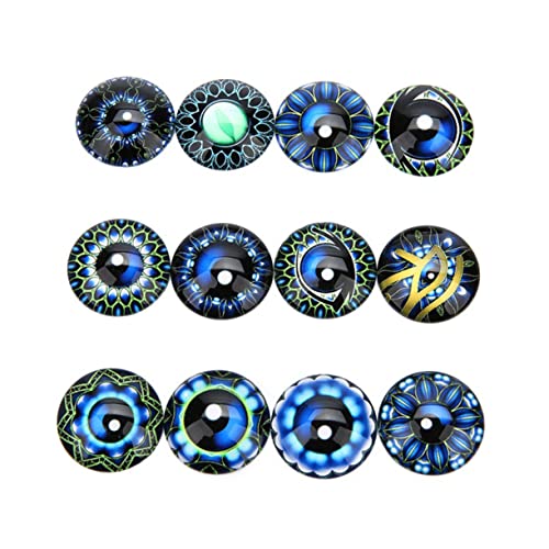 COSMEVIVI 20 Stück Schmuck Patches Für Scrapbooking Augenzeit Edelstein Rund Glas Cabochon DIY Schmuck Material Edelsteine Glasaufkleber Blau von COSMEVIVI