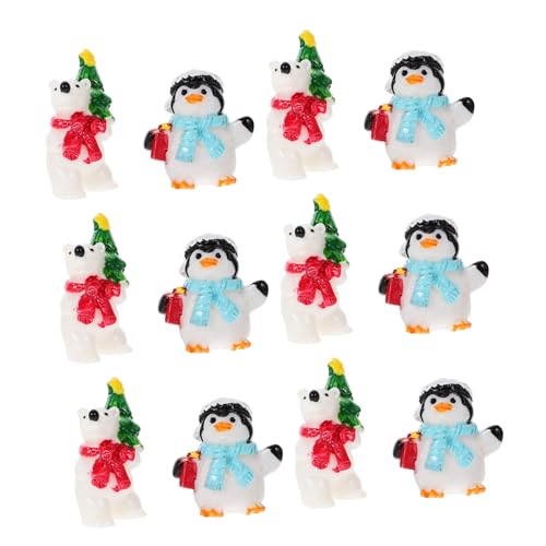 COSMEVIVI 20pcs Mini Weihnachtsdekorationen Pinguin Bär Figuren Harz Miniaturen Für Home Weihnachtsfeier von COSMEVIVI