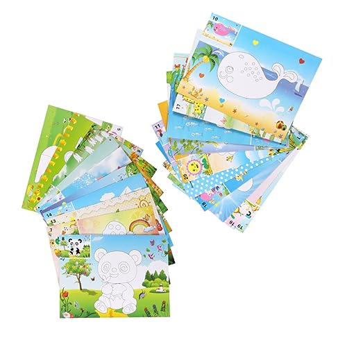 COSMEVIVI 20Er Packung Mosaik-Aufkleber-Kunst Scrapbook-Set für Kinder Kleinkind Handwerk bastelsets für Kinder Mosaikaufkleberkunst für Kinder pädagogisches Aufkleberspielzeug von COSMEVIVI