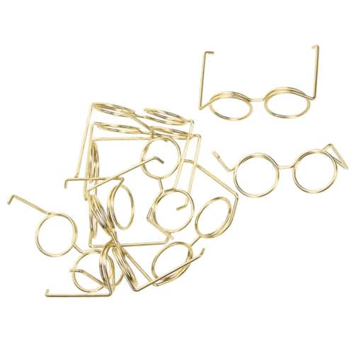 COSMEVIVI 20St Mini-Brillengestell kleine Puppenbrille Puppe Lesebrille saubere Linse puppenkleidung Puppen Kleidung Sonnenbrille Spielzeug Miniatur-Dinge Brille für Puppe Metall Golden von COSMEVIVI