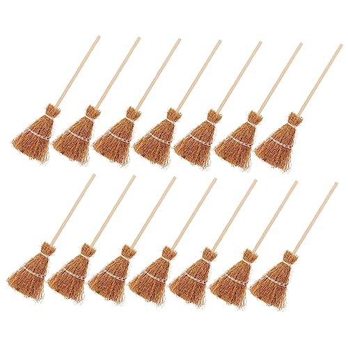 COSMEVIVI 20st Mini-Besen-anhänger Miniaturfiguren Puppenspielsets Strohbesen Zauberer Winzige Tiere Mini-strohbesen Mini-Spielzeug Frosch Halloween-puppenhaus Puppenhaus Mops Holz von COSMEVIVI