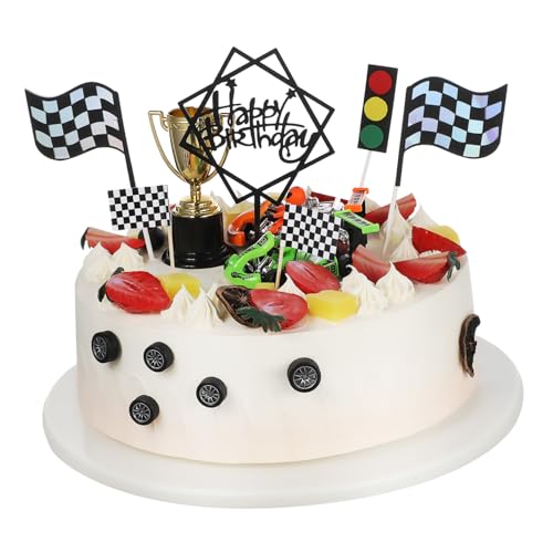 COSMEVIVI Rennen Geburtstag Kuchen Topper 23pcs Auto Kuchen Dekorationen Mini Trophäe Cupcake Topper Geburtstag Thema Party Liefert von COSMEVIVI