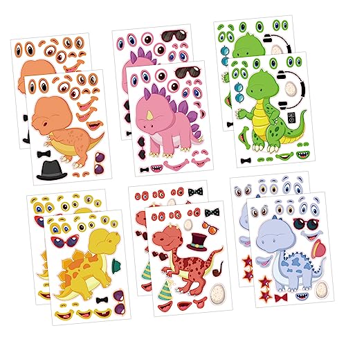 COSMEVIVI 24 Stück Dinosaurier Puzzle Aufkleber DIY Dinosaurier Aufkleber Rosa Dinosaurier Aufkleber Meeresbewohner Aufkleber Dinosaurier Wandaufkleber Puzzle Dinosaurier Muster von COSMEVIVI