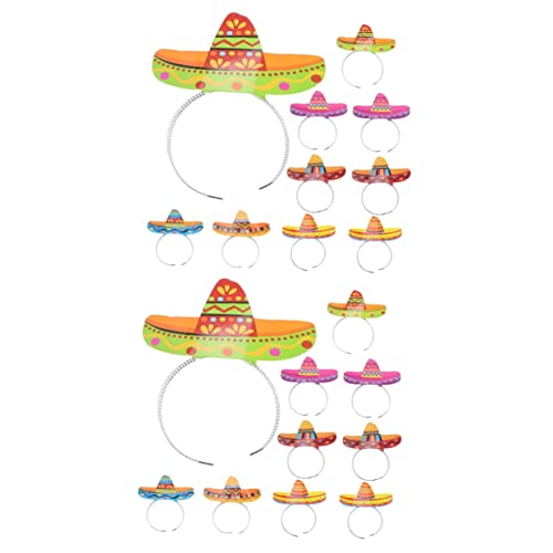 COSMEVIVI 24 Stück Mexikanisches Stirnband Hut Sombrero Mexikanische Gastgeschenke Mexikanische Sombrero Stirnbänder Stroh Sombrero Stirnband Stirnband Für Party Cinco De Mayo von COSMEVIVI