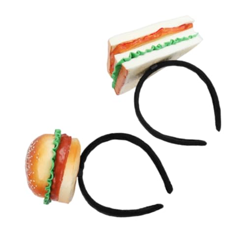 COSMEVIVI 2St Hamburger-Brötchen-Stirnband lustiges Hamburger Stirnband D Hamburger Haarschmuck Kopfband für alle Altersgruppen Neuheit Hut-Stirnband neuartiger Kostümhut Plastik von COSMEVIVI