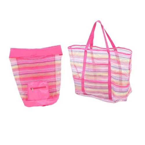 COSMEVIVI 2St Rucksack zur Strandaufbewahrung Strandspielzeug Strand-Mesh-Tasche aufbewahrungssack Storage Pockets Muschelnetztasche für Kinder Waschbeutel Netztasche mit Oxford-Tuch Rosy von COSMEVIVI