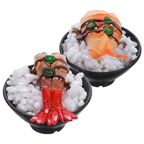 COSMEVIVI 2St Simulierter Sushi-Reis Essensmodell Spielen Tischdekoration Fleisch Spielzeug für Kinder jucarii pentru copii Foto-Requisite Kinder Spielen lebensmittelspielzeug PVC von COSMEVIVI