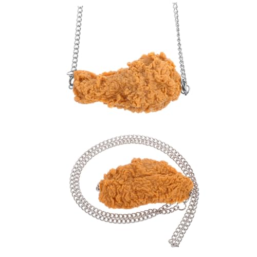 COSMEVIVI 2st Kreative Halskette Hip-hop-Halskette Halskette Mit Gebratenem Huhn Brathähnchen-Dekoration Lebensmittelmodelle Hühnerhalskette Fake-Food-anhänger Partygeschenk PVC von COSMEVIVI