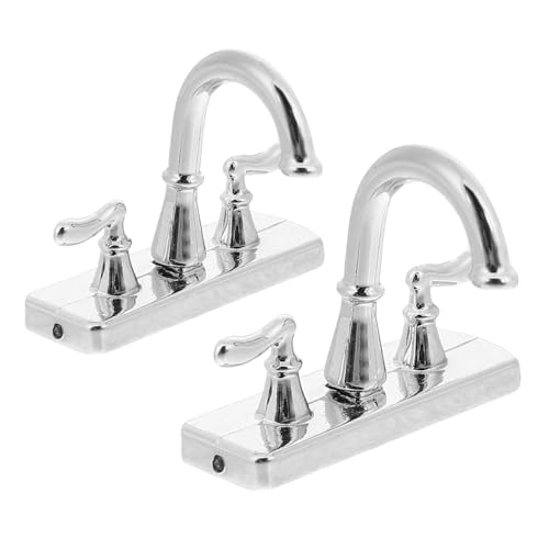 COSMEVIVI 2st Puppenhaus-Wasserhahn Miniatur Gefälschter Wasserhahn Verzierungen Für Wasserhahnmodelle Miniatur- Puppenhaus Schmuck Mini- -küchenzubehör Plastik Silver von COSMEVIVI