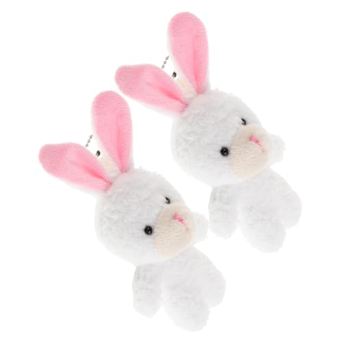 COSMEVIVI 2st Puppenhauspuppe Niedliche Sache Rosa Stoffhase Kleiner Bärenkopf Bär Schlüsselanhänger Mini-plüschbär Weißer Bär Matschig Hase Plüsch Einhorn Stofftier Taschenbär Kurzer Plüsch von COSMEVIVI