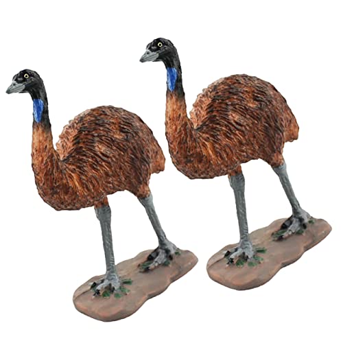 COSMEVIVI 2st Straußenschmuck Kleines Straußenornament Lernspielzeug Für Vögel Mini-strauß-Figur Dekorative Straußendekoration Vogel-Tiere-Modell Vogel-actionfigur Hundefiguren Brown Plastik von COSMEVIVI