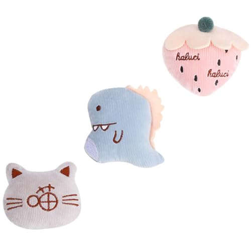 COSMEVIVI 3 STK Plüschpuppe Beißspielzeug Plüschtiere zum Zahnen von Katzen interaktives katzenspielzeug Plush Toy Plüschtiere für Katzen Zähne knirschen Spielzeug kurzer Plüsch Colorful von COSMEVIVI