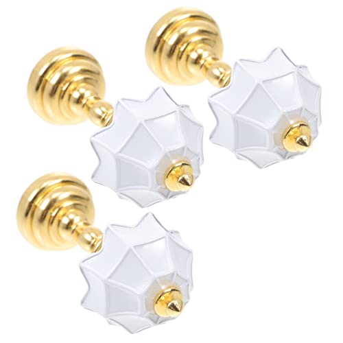 COSMEVIVI Miniatur Nachttischlampen Ornament Mini Tischlampen Modelle Fake Licht Dekorationen Goldene äule Mit Weißem Schirm Für Puppenhaus Und Miniatur von COSMEVIVI