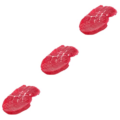 COSMEVIVI 3 Stück Steak Imitat, Realistisches Essen, Künstliches Steak Ornament, Realistische Steak Requisite, Gefälschtes Essen, Foto Requisite, Simulierte Steaks, Geschnittene Steaks, von COSMEVIVI