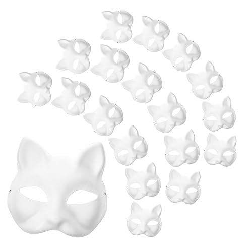 COSMEVIVI 30 Stück Katzenmasken Blanko Masken Für Kostüm Und Cosplay Unbemalte Maskerade Masken Zum Selbergestalten Für Halloween Karneval Und Partys von COSMEVIVI