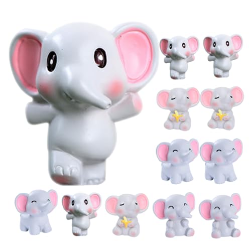 COSMEVIVI 36st Miniaturelefant Bürodekoration Schöner Cartoon-Mini-Elefant Tierfiguren Mini-elefantenfiguren Kleines Modell Gartenstatue Dekoration Miniatur-elefantenfiguren Harz Light Grey von COSMEVIVI