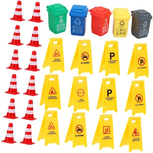 COSMEVIVI 37st Kognitives Spielzeug Unterrichten Kidcraft-spielset Verkehrsabsperrzaun Spiel Stoppen Straßenschild Spielzeug Verkehrszeichen Für Kinder Mini-verkehrszeichen Ampel Plastik von COSMEVIVI