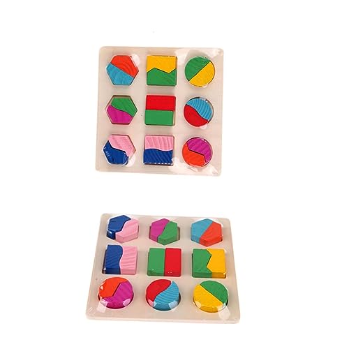 COSMEVIVI 3St Geometrie-Puzzle Kinder holzpuzzle Kinder holzspielzeug Form des Vorschullernens geometrischer Stapelblock Farblernpuzzle Geometrieerkennungsspielzeug Geometrietafel Hölzern von COSMEVIVI