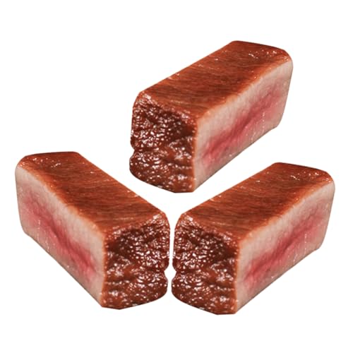 COSMEVIVI 3St Steak-Modell Restaurant deko esszimmer deko Tischdeko-Steak tischdeko esstisch Kochfleischmodell gefälschtes gekochtes Steak dekoratives Kunstfleisch Kochspielzeug PVC Brown von COSMEVIVI