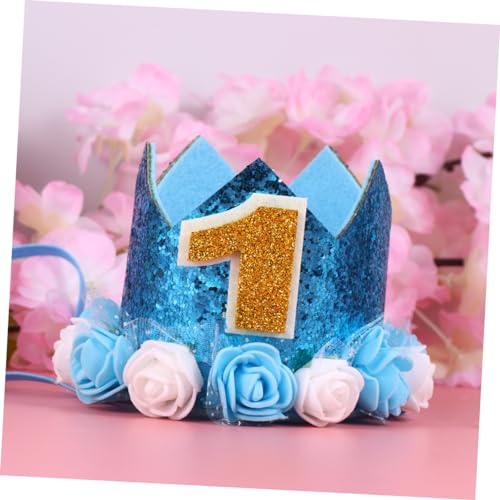 COSMEVIVI 3st Partyhüte Für Die Babyparty Kinderhüte -prinzessin-stirnband Babymütze 3 Jahre Alt Kleinkind-tiara Babymütze 2 Jahre Alt Geburtstagsparty-kappe Kopfbedeckung Für Babys Blue von COSMEVIVI