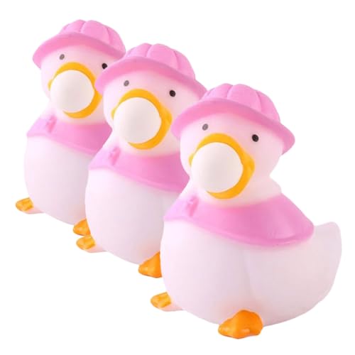 COSMEVIVI 3st Prise Musik Tierisches Quetschspielzeug Enten-stressball Matschiges Tierspielzeug Kleines Spielzeug Cartoon-druckspielzeug Neuheit Dehnbares Spielzeug Kleine Enten Rosa PVC von COSMEVIVI