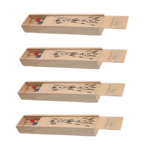 COSMEVIVI 4 Boxen Holz Pickup Stäbchen Spielzeug Holz Pick Up Stäbchen Pick Up Stöcke Holzspiele Für Erwachsene Und Familie Pick Up Stäbchen Spiel Holz Pick Up Stäbchen Pick Up von COSMEVIVI