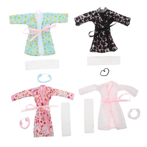 COSMEVIVI 4-teiliges Puppen-nachtwäsche-Set Mit Bademantel Pyjama Stirnband Handtuch Puppen-ankleideset Für Mädchen von COSMEVIVI