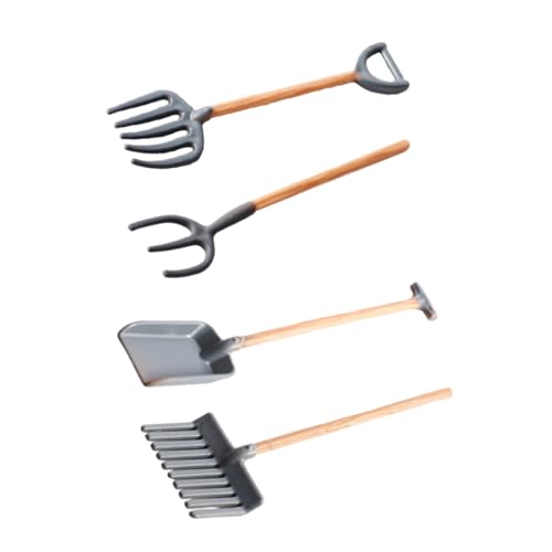 COSMEVIVI 4 Stücke Mini Rechen Schaufel Spielzeug Puppenhaus Bauernhof Werkzeuge Set Für Kinder Mini Gartenarbeit Tool Kit Antike Design von COSMEVIVI