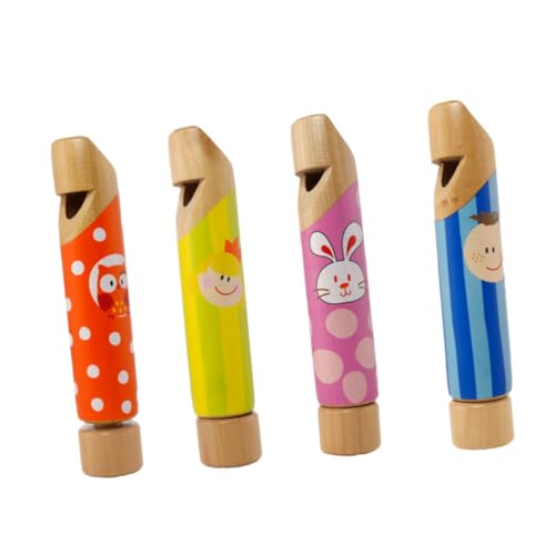 COSMEVIVI 4 Stück Push-Pull-Holzflöte -Pfeife-Spielzeug Krachmacher-Spielzeug kinderinstrumente kinder musikinstrumente holzspielsachen Kinderspielzeug Kinder pfeifen Pfeife Spielzeug von COSMEVIVI