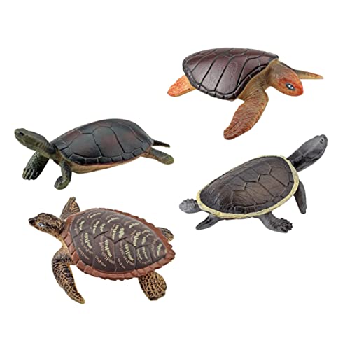 COSMEVIVI 4 Stück Schildkrötenmodell Spielzeug, Plastikschildkrötenfigur, Künstliche Schildkrötenstatuen, Schildkrötenspielzeug, Lebensechtes Schildkrötenmodell, Kognitives Kinderspielzeug, von COSMEVIVI