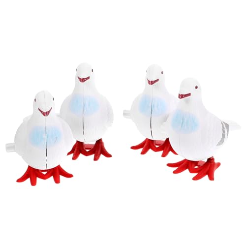 COSMEVIVI 4 Stück Simulation Taube Vogelspielzeug für Kinder Vogel Uhrwerk Spielzeug kinderzimmerdeko kinderspielzeug Fun Toy schönes Taubenspielzeug Cartoon-Tiere-Modell Plastik Grey von COSMEVIVI