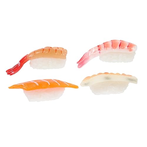 COSMEVIVI 4 Stück Sushi-Simulation Faux-Sushi-Modell Realistisches Sushi-Spielzeug Japanisches Essensmodell Falsches Lachs-Sushi Gefälschtes Sushi-Modell Imitiertes Sushi-Modell PVC von COSMEVIVI