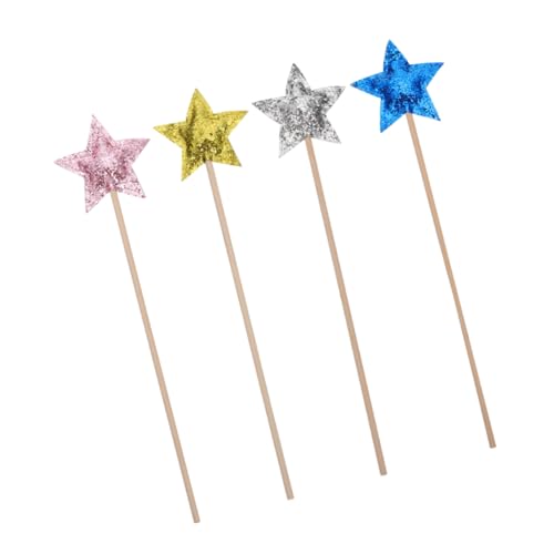 COSMEVIVI 4 Stück Zauberstab Star Design Feenstäbe Cosplay-Party-Requisite Sternenstab Cosplay-gefälligkeiten-Stick Zauberstäbe Exquisite Feenstäbe Feenstöcke Für Mädchen Hexenstab Hölzern von COSMEVIVI